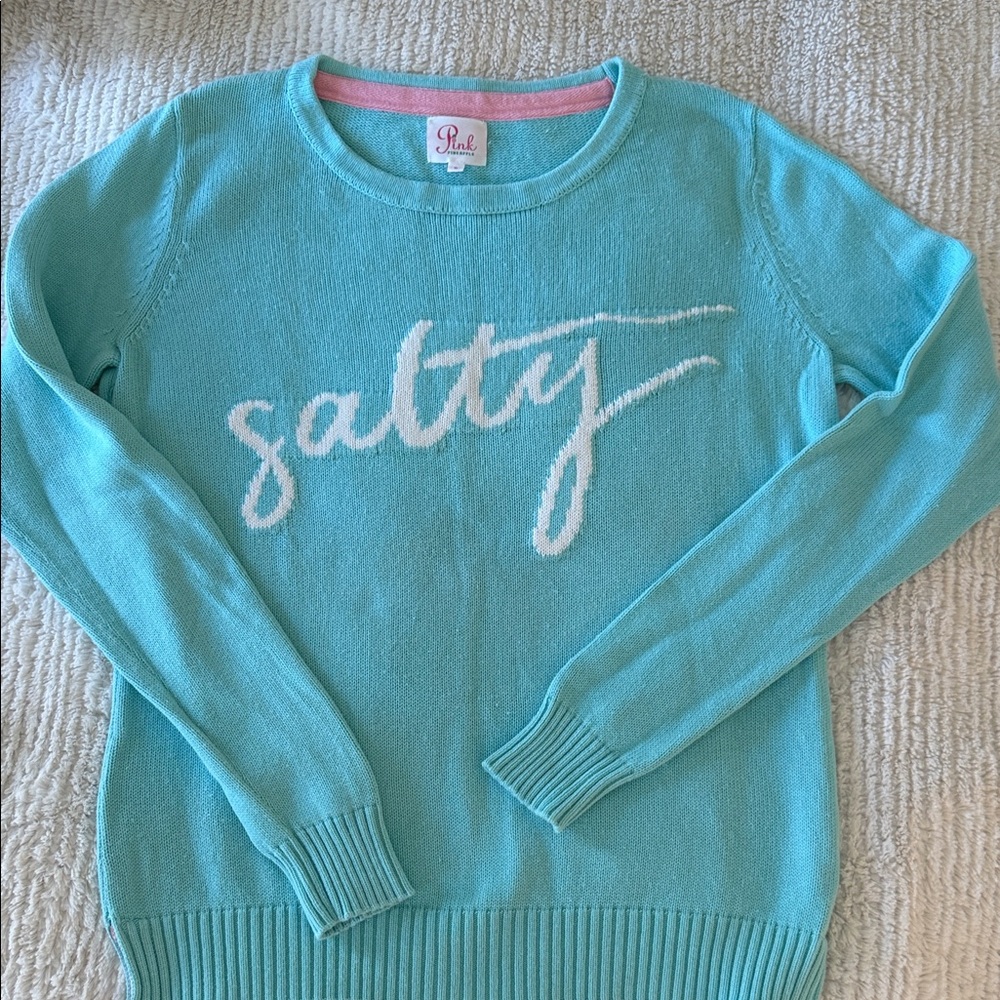 PINK Pineapple🍍 Turquoise 'Salty' Sweater